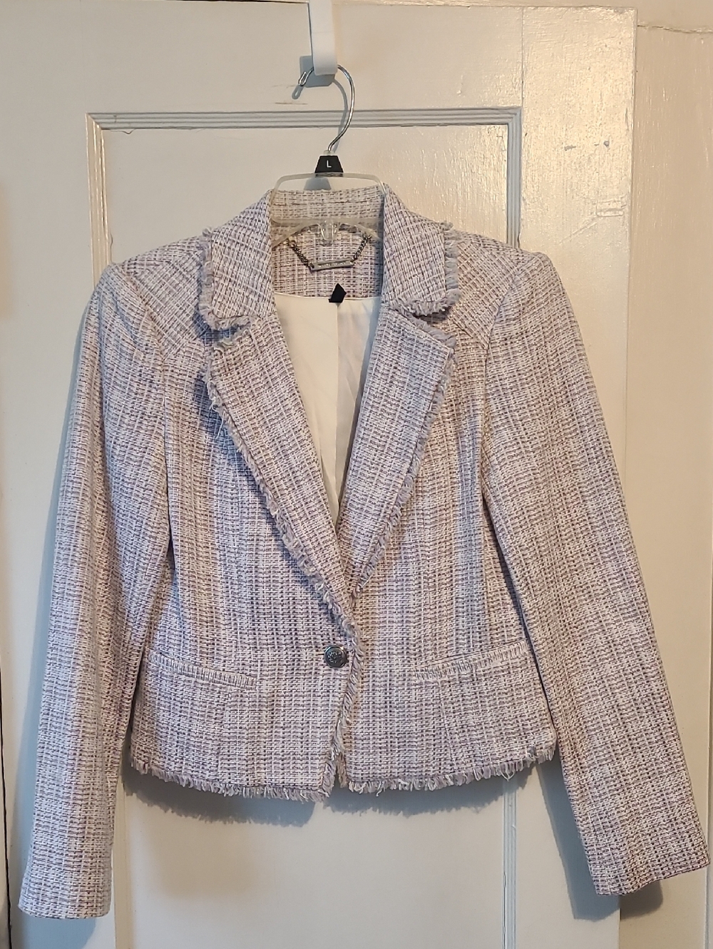 White House Black Market Lavender-Textured Tweed Blazer